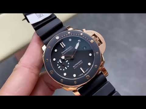 VS Factory Panerai Submersible PAM02164 42mm Yellow Gold Rubber Strap Black Dial