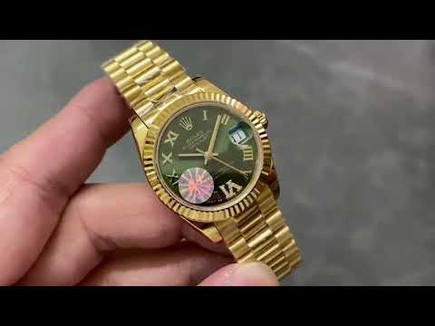 A+ Factory Rolex Datejust 278278-0030 31mm Full Yellow Gold Roman Numerals&Diamond Green Dial