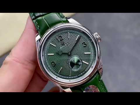 8+ Factory Rolex 1908 52509 39mm Steel Leather Strap Arabic Numerals Green Dial 1