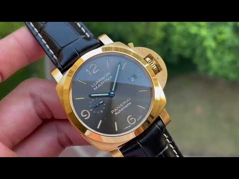 VS Factory Panerai Luminor Marina PAM01115 44mm Red gold Leather Strap Black Dial