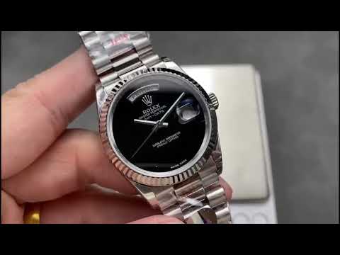 8+ Factory Counterweight Rolex Day-Date 18206 36mm Full White Gold Black Dial
