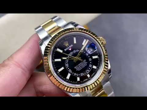 Noob Factory Rolex Sky-Dweller 336933-0003 42mm Half Yellow Gold Black Dial