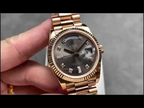 QF Factory Counterweight Rolex Day-Date 36 128235-0051 36mm Full Rose Gold Diamond Mope&Baguette