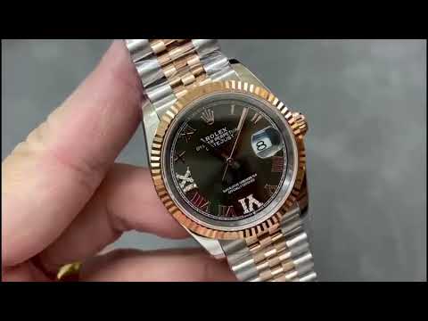 A+ Factory Rolex Datejust 126231-0023 36mm Half Rose Gold Roman Numerals&Diamond Grey Dial Jubilee