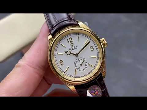 8+ Factory Rolex 1908 52508 0006 39mm Yellow Gold Leather Strap Arabic Numerals White Dial 1