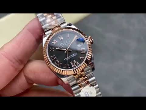 8+ Factory Rolex Datejust 278271-0030 31mm Half Rose Gold Roman Numerals Diamond Grey Dial Jubilee