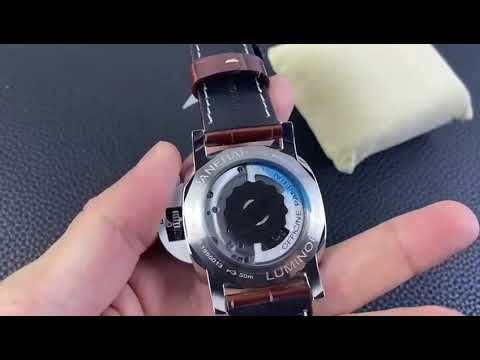 VS Factory Panerai Luminor Marina PAM01116 44mm Platinum Leather Strap Black Dial