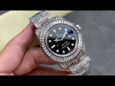 AMG Factory Rolex Submariner Date 116610LN, 40mm White Diamond Bezel Full 904L&Diamond Black Dial