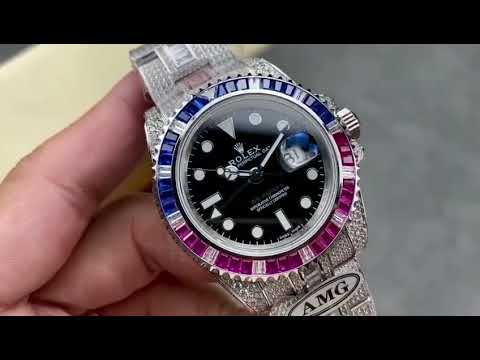 AMG Factory Rolex GMT-Master II 116769TBR-74779BR 40mm Blue&Red Diamond Bezel Full 904L Black Dial