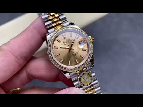 ARF Factory Counterweight Rolex Datejust 278383RBR 0014 31mm Yellow Gold Diamond Champagne Dial