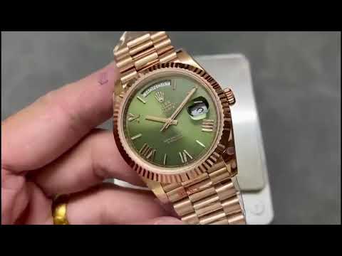 QF Factory 'Counterweight' Rolex Day-Date 40 228235-0025 40mm Full Rose Gold Roman Number Olive Gree