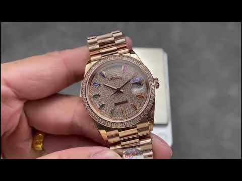 8+ Factory Counterweight Rolex Day-Date 128345RBR-0042 36mm Diamond Rose Gold