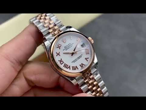 GS Factory Rolex Datejust 278241-0002 31MM Half Rose Gold Roman Number White Dial Jubilee