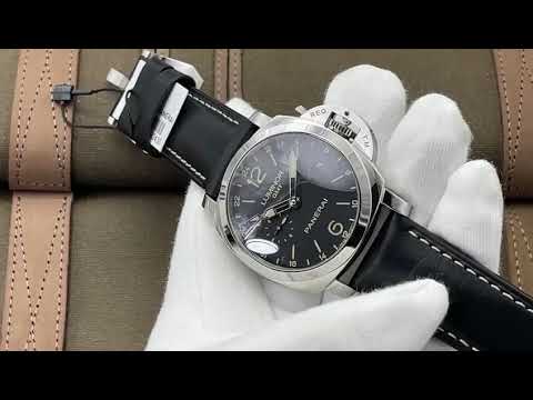 VS Factory Panerai Luminor 1950 3 Days GMT PAM 00531  44mm Steel Leather Strap Black Dial