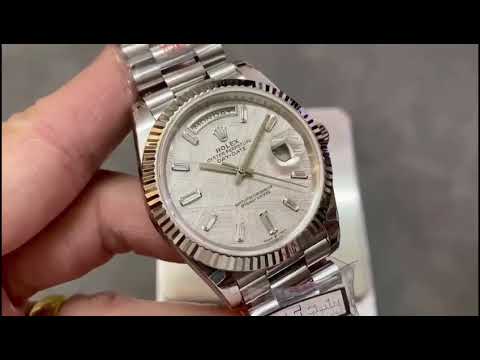 QF Factory 'Counterweight' Rolex Day-Date 40 228239-0055 40mm Full White Gold Baguette Diamond