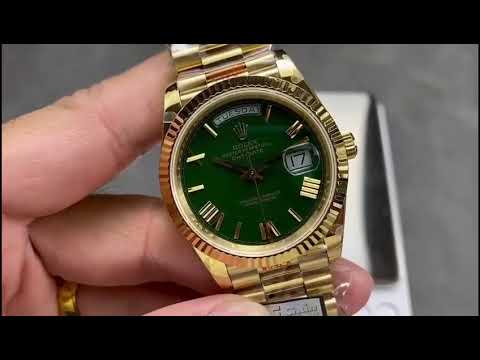 QF Factory 'Counterweight' Rolex Day-Date 40 228238-0069 40mm Full Yellow Gold Roman Number Green