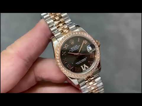A+ Factory Rolex Datejust 278381RBR-0030 31mm Diamond Bezel Half Rose Gold Roman Numerals&Diamond