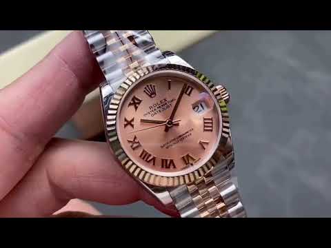 8+ Factory Rolex counterweight Datejust 278271-0006 31mm  Half Rose Gold Roman Numerals Pink Red