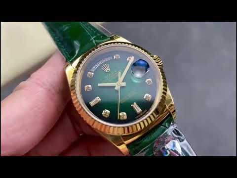 8+ Factory ‘counterweight’ Rolex Day-Date 36mm 128238-0069 Yellow Gold Crocodile Leather Strap