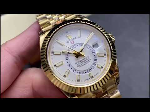 Noob Factory Rolex Sky-Dweller 336938-0006 42mm Full Yellow Gold White Dial Jubilee