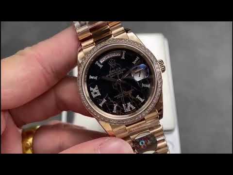8+ Factory ‘Counterweight’ Rolex Day-Date 128345RBR-0044 36mm Diamond Bezel Full Rose Gold