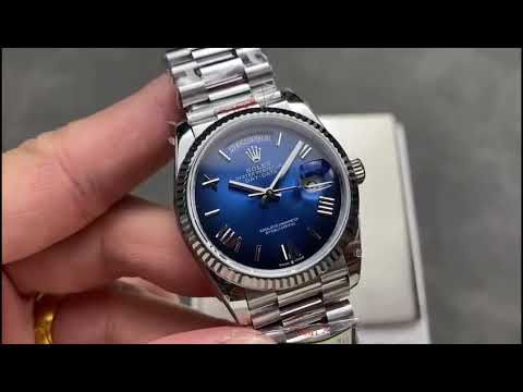 QF Factory Counterweight Rolex Day-Date 36 128239-0063 36mm Full 904L Roman Numerals Blue Dial