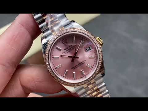 8+ Factory Rolex counterweight Datejust 278381RBR-0010 31mm Diamond Rose Gold Bezel Half Rose Gold