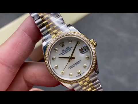 8+ Factory Rolex counterweight Datejust 278383RBR-0028 31mm Diamond Yellow Gold Bezel Half Yellow