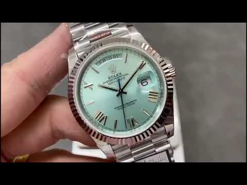QF Factory 'Counterweight' Rolex Day-Date 40 228236-0012 40mm Full Platinum Roman Numerals Blue Dial