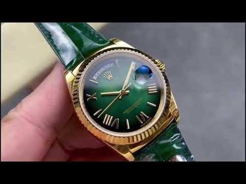 8+ Factory ‘counterweight’ Rolex Day-Date 36mm 128238-0118 Yellow Gold Crocodile Leather Strap Roman