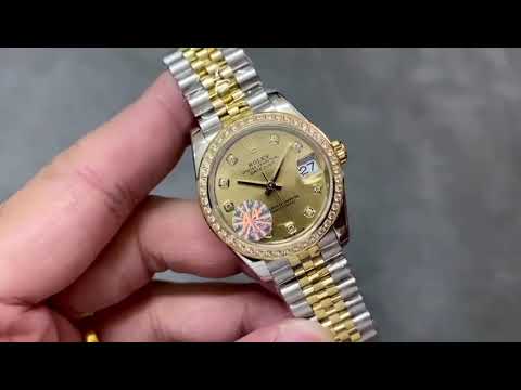 A+ Factory Rolex Datejust 278383RBR-0026 31mm Diamond Bezel Half Yellow Gold Diamond Mop Champagne
