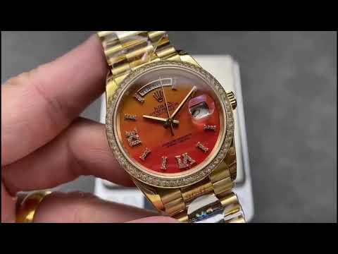8+ Factory Counterweight Rolex Day-Date 128348RBR-0049 36mm Diamond Yellow Gold