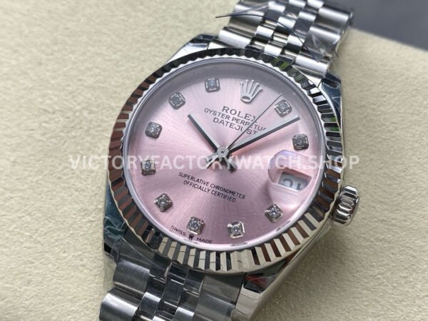 8+ Factory Counterweight Rolex Datejust 278274-0032 31mm Full Steel Diamond Pink Dial Jubilee