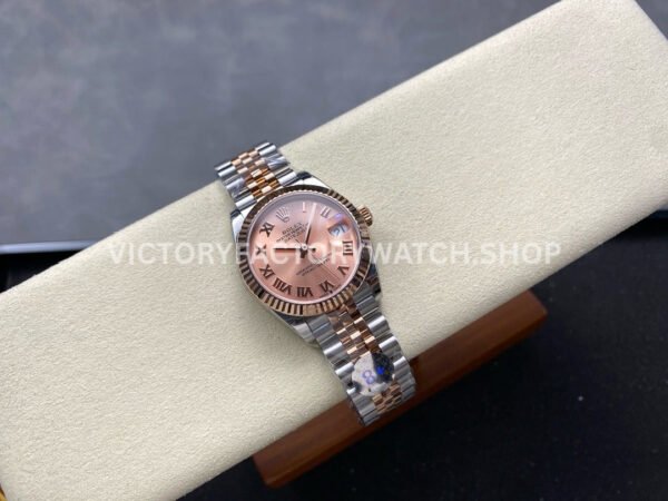 8+ Factory Counterweight Rolex Datejust 278271-0006 31mm  Half Rose Gold Roman Numerals Pink Red Dial Jubilee