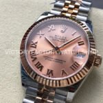 8+ Factory Counterweight Rolex Datejust 278271-0006 31mm  Half Rose Gold Roman Numerals Pink Red Dial Jubilee