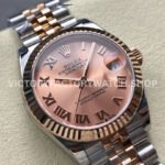 8+ Factory Counterweight Rolex Datejust 278271-0006 31mm  Half Rose Gold Roman Numerals Pink Red Dial Jubilee