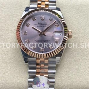 8+ Factory Counterweight Rolex Datejust 278271-0024 31mm Half Rose Gold Diamond Pink Dial Jubilee