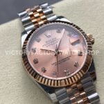 8+ Factory Counterweight Rolex Datejust 278271-0024 31mm  Half Rose Gold Diamond Pink Red Dial Jubilee