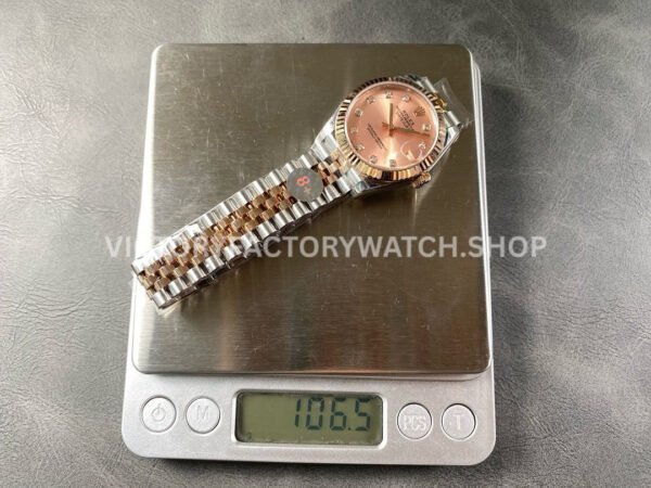 8+ Factory Counterweight Rolex Datejust 278271-0024 31mm  Half Rose Gold Diamond Pink Red Dial Jubilee