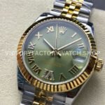 8+ Factory Counterweight Rolex Datejust 278273-0016 31mm Half Yellow Gold Roman Numerals Diamond Green Dial Jubilee  Brand : Rolex