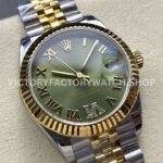 8+ Factory Counterweight Rolex Datejust 278273-0016 31mm Half Yellow Gold Roman Numerals Diamond Green Dial Jubilee  Brand : Rolex