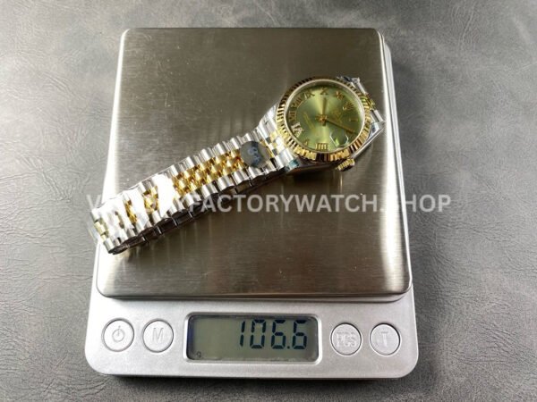 8+ Factory Counterweight Rolex Datejust 278273-0016 31mm Half Yellow Gold Roman Numerals Diamond Green Dial Jubilee  Brand : Rolex