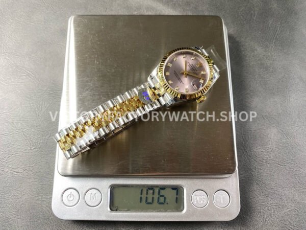 8+ Factory Counterweight Rolex Datejust 278273-0020 31mm Half Yellow Gold Diamond Pink Dial Jubilee