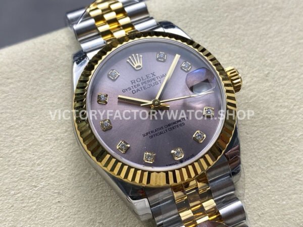 8+ Factory Counterweight Rolex Datejust 278273-0020 31mm Half Yellow Gold Diamond Pink Dial Jubilee