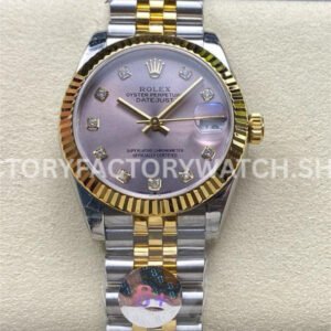 8+ Factory Counterweight Rolex Datejust 278273-0020 31mm Half Yellow Gold Diamond Pink Dial Jubilee