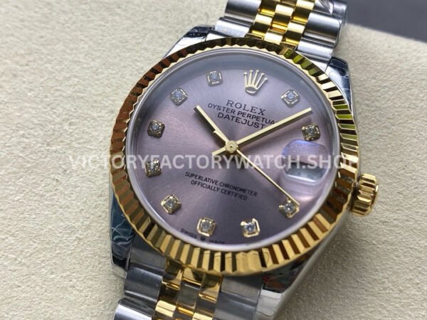 8+ Factory Counterweight Rolex Datejust 278273-0020 31mm Half Yellow Gold Diamond Pink Dial Jubilee