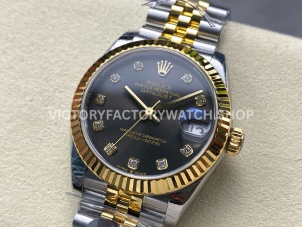 8+ Factory Counterweight Rolex Datejust 278273-0022 31mm Half Yellow Gold Diamond Dark Grey Dial Jubilee