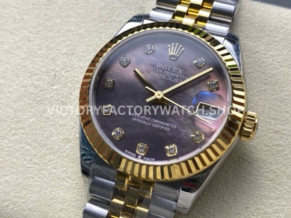 8+ Factory Counterweight Rolex Datejust 278273-0024 31mm  Half Yellow Gold Diamond Mother Of Pearl Dial Jubilee