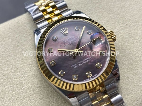 8+ Factory Counterweight Rolex Datejust 278273-0024 31mm  Half Yellow Gold Diamond Mother Of Pearl Dial Jubilee