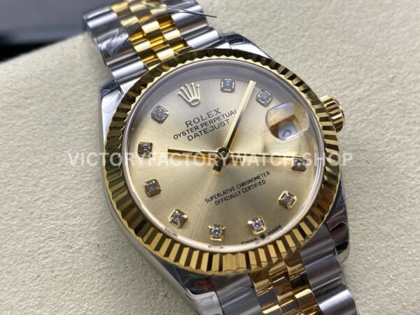 8+ Factory Counterweight Rolex Datejust 278273-0026 31mm Half Yellow Gold Diamond Champagne Dial Jubilee